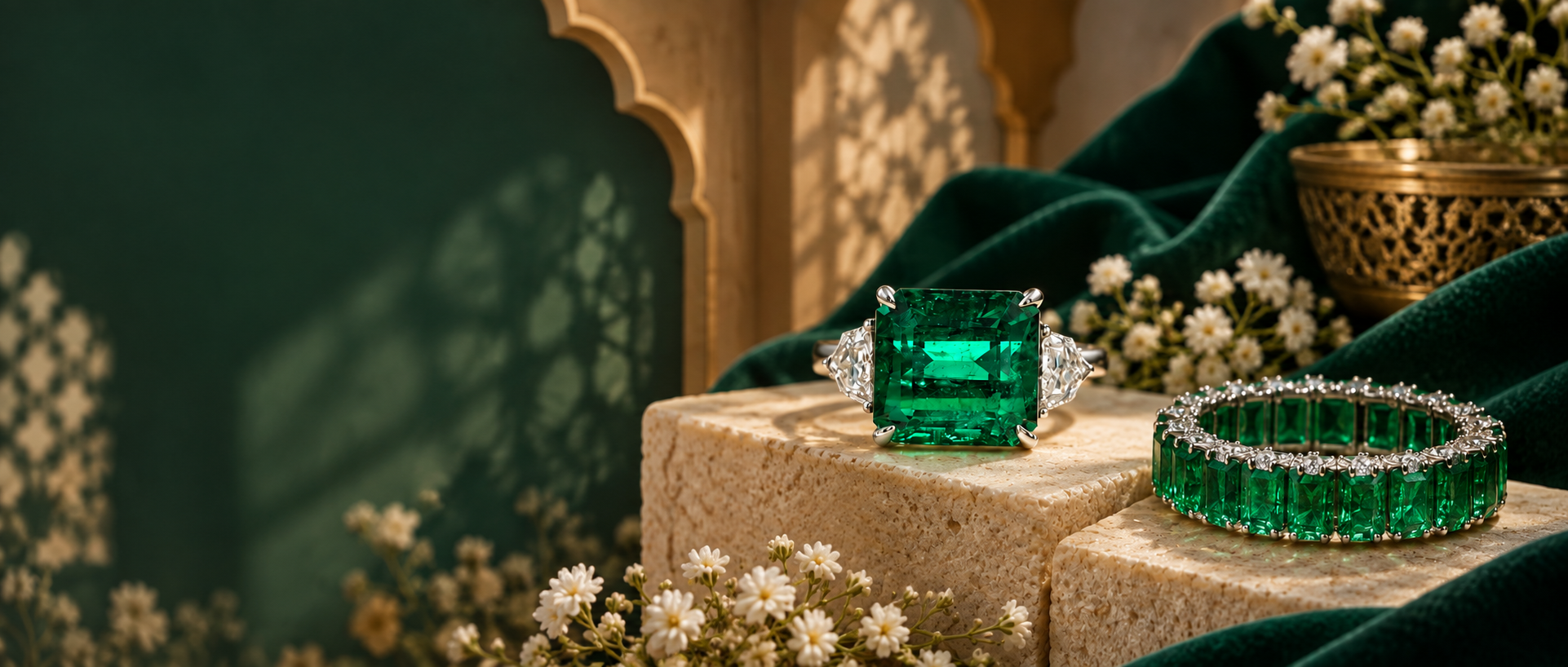 Natural Emerald & Diamond Jewellery