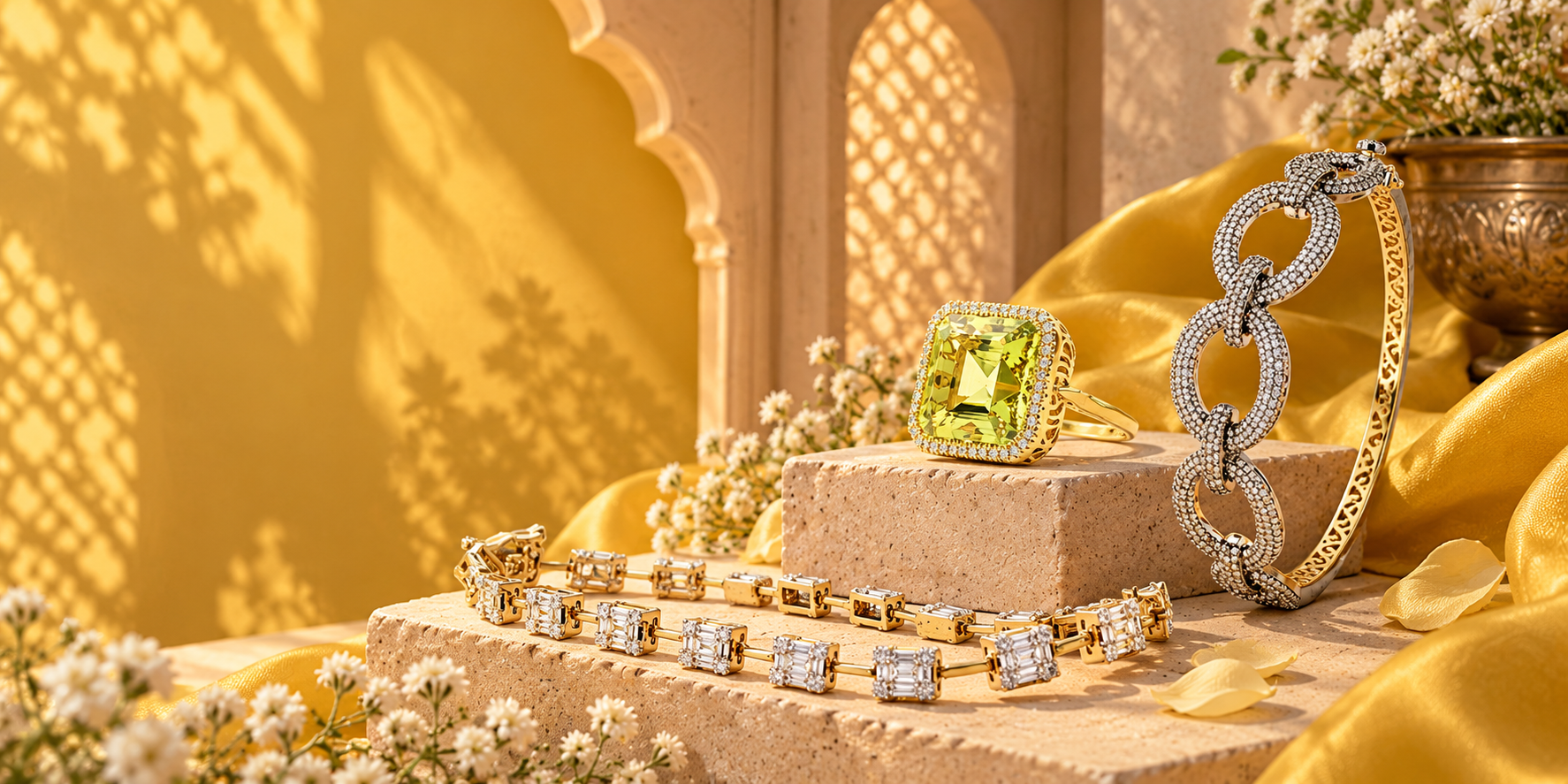 Natural Yellow Sapphire & 18K Gold Jewellery