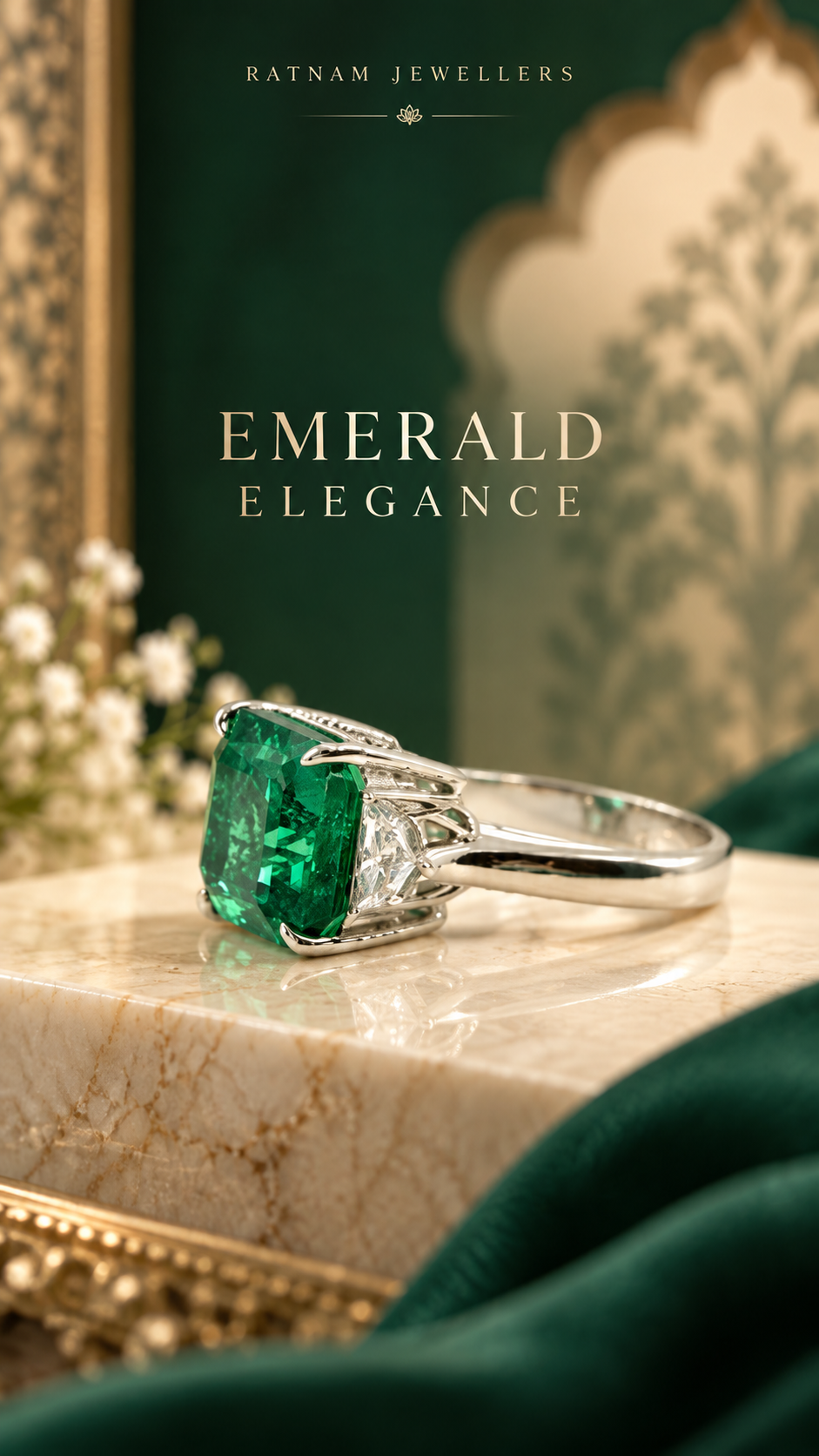 Emerald Halo Ring